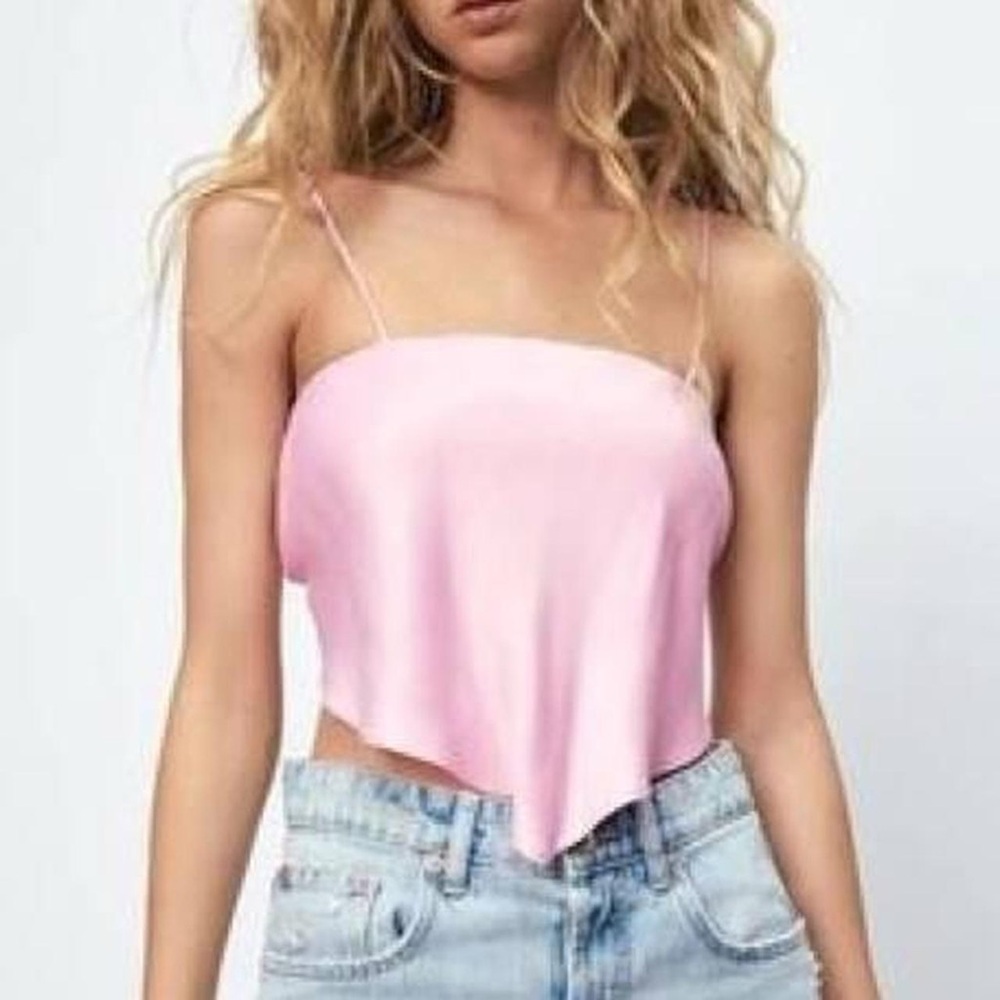 Pink satin zara bandana top
